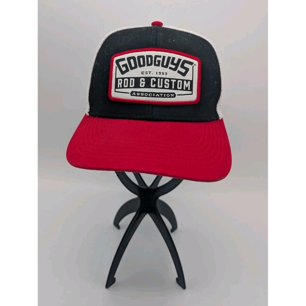 Good Guys Rod & Custom Embroidered Patch Black Mesh Trucker Snapback Hat Cap